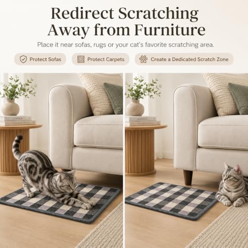 Cat Scratcher Mat, Natural Sisal Cat Scratch Pad for Cats - color: Black White
