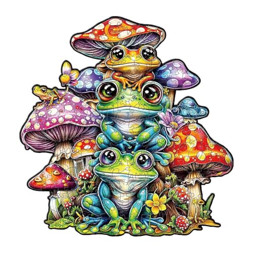 Frog Mushroom Wooden Jigsaw Puzzle, 150 Pieces - color: Frog