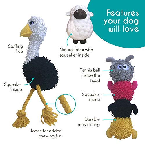 rocket & rex Puppy Chew Toys for Teething, Rope & Plush Set (3pk)