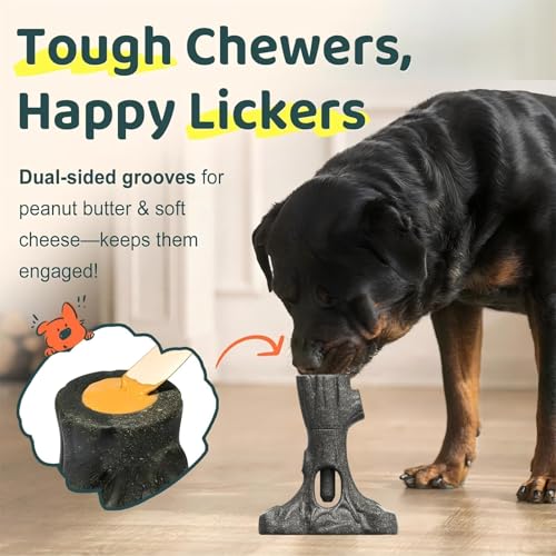 Bully Stick Holder & Frozen Snack Toy 2-in-1 for Large Aggressive Chewers, Durable Dog Chew Toy Reduces Anxiety & Prevents Choking, BPA-Free