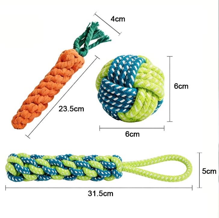3 Pack Heavy Duty Dog Rope Toys for Small Dogs - Cotton Rope Chew & Tug Toys for Aggressive Chewers, Keeps Puppies Busy - style: Green Veggie Ball Pack