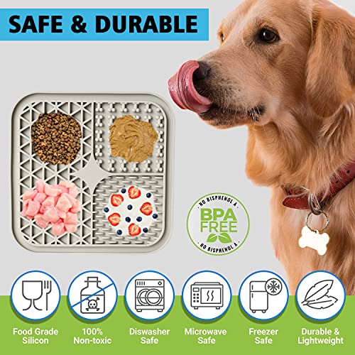 Lick Mat for Dogs, Dog Lick Mat with Suction Cups for Anxiety, Peanut Butter Dog Licking Mat Slow Feeder Dispensing Treater Lick Pad for Dogs Cats Grooming Bathing and Training (Grey) - color: Small Grey