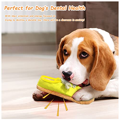 WishLotus Shoes-Shaped Dog Chew Toys, Tear-Resistant Plush Toys for Teeth Grinding & Relieve Boredom - Yellow - color: Yellow