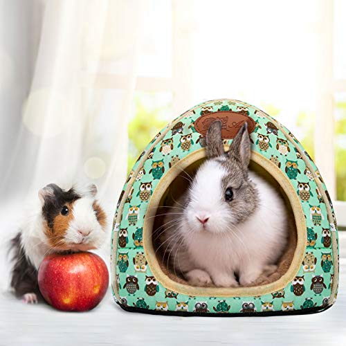 Guinea Pig Bed Hideout, Washable Hamster Cave for Small Animals - color: Green