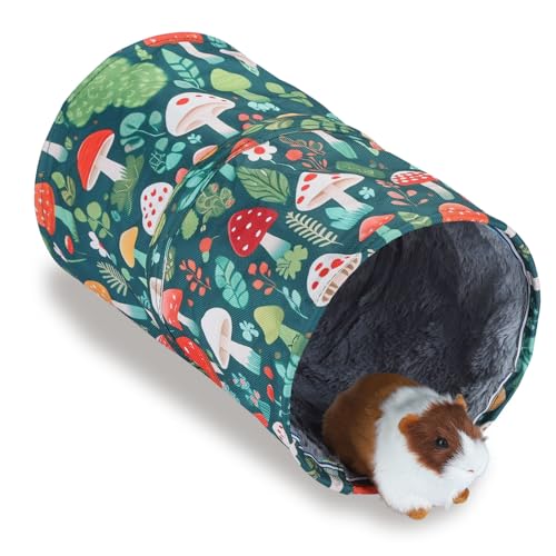 IBWell Cute Mushroom Guinea Pig Hideout Tunnel Bunny Tunnel Guinea Pig Tunnels and Tubes Hamster Tunnel Soft Tunnel - color: mushroom