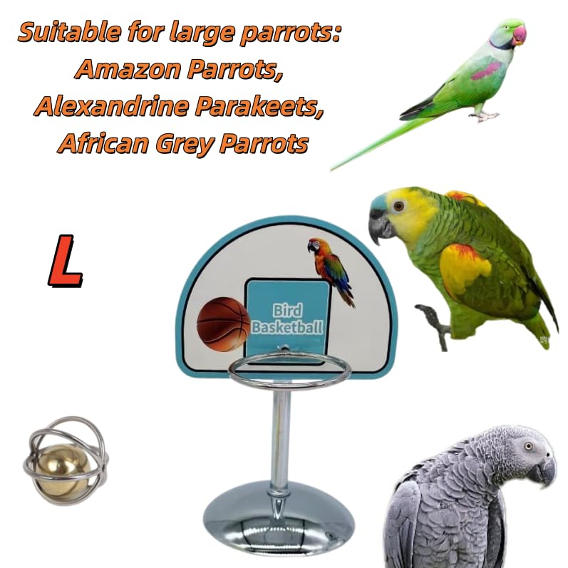 Fosrion Parrot Basketball Hoop Toy Set - Training Hoop with 1 Bird Balls for Medium and Large Parrots (Large) - size: Large