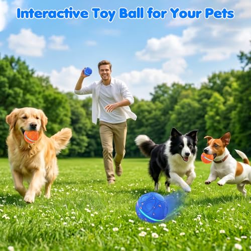 Interactive Dog Toys Ball – Automatic 3-Mode Active Rolling Balls (Blue) - color: Blue