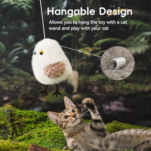 Interactive Cat Toys for Indoor Cats, Flying Bird Toy with Flapping Wings - color: white