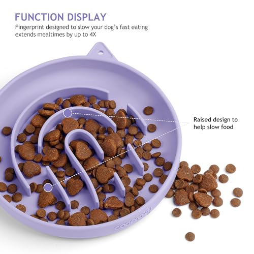 Coomazy Slow Feeder Cat Bowl Silicone Pet Puzzle Feeder for Slow Eating - color: Purple