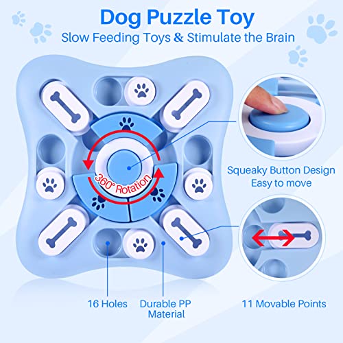 Interactive Dog Puzzle Toys for Large Medium Small Smart Dogs, Squeaky Dog Enrichment Toys Mentally Stimulation Toys for Training, Dog Treat Chew Toy Gifts for Puppy&Cats - style: Level 2-Blue
