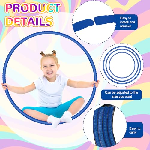 Shappy 6 Pcs Exercise Hoop Set Detachable Adjustable - color: Dark Blue, size: 26 Inch