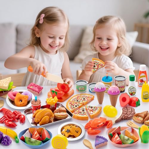 Juboury Pretend Play Food Set for Kids Kitchen, with Storage Bag