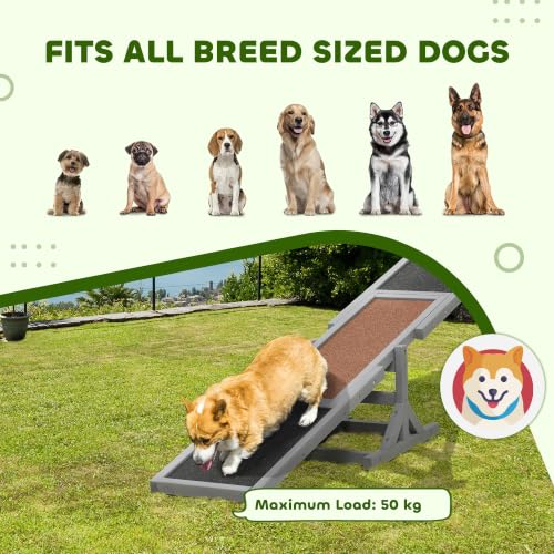 PawHut Wooden Dog Agility Seesaw for Exercise 71" L x 12" W x 12" H Gray - color: Grey, size: 70.75" x 11.75" x 11.75"