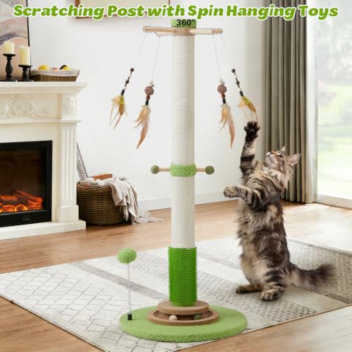 38" Tall Sisal Cat Scratching Post with Stable Base for Indoor Adult Cats - size: 38 Inch Tall