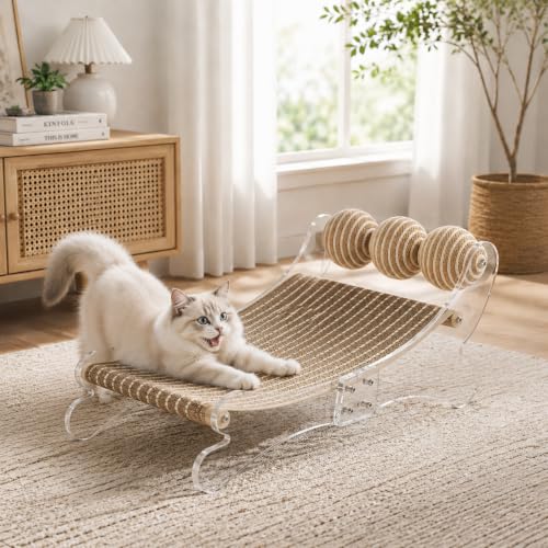 Acrylic Cat Scratcher Bed, Sisal Cat Scratching Board Recliner