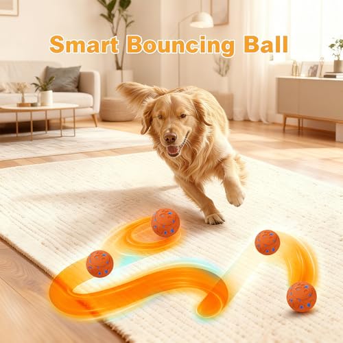 Interactive Dog Ball Toy, Automatic Moving & Rolling Dog Toy with 3 Modes, Motion Activated Smart Dog Toy Ball for M/L Dogs, USB Rechargeable, E-TPU Chew Resistant Pet Toy for Indoor & Outdoor Dogs