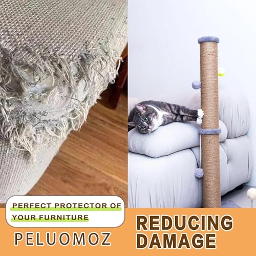 36'' Tall Cat Scratching Post for Indoor Cats with Sisal Post & Plush Toys - color: Gray