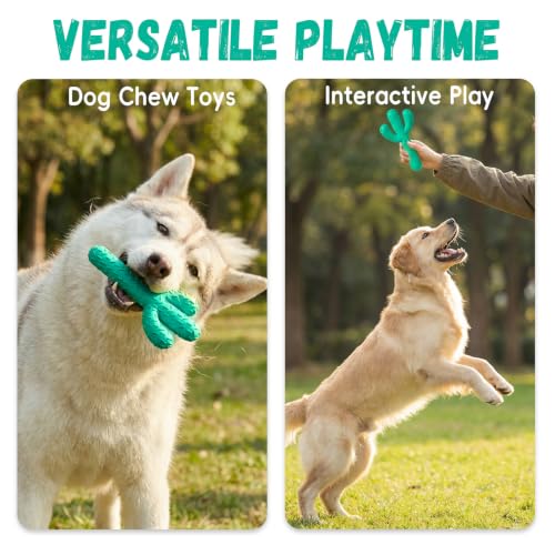 MewaJump Dog Chew Toys, Durable Rubber Dog Toys for Aggressive Chewers Blue - color: Blue Cactus