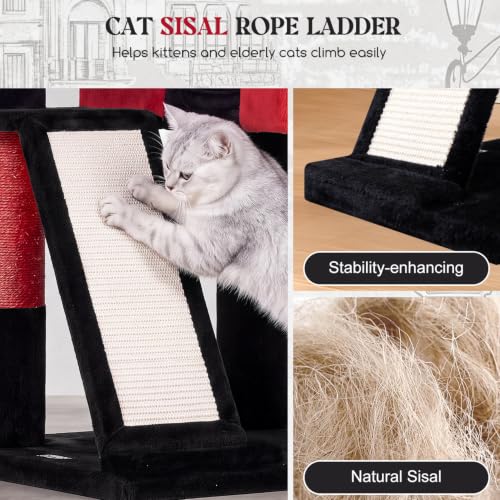 Globlazer Large Cat Tree 72in Tall Cat Climbing Tower, F72G, Gothic - color: Black Red