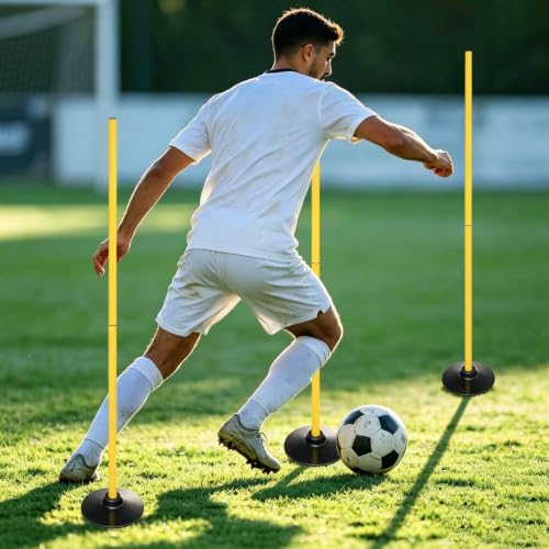 Adjustable Agility Hurdles, Soccer Training Poles, Dog Agility Jumps and Weave Equipment for Indoor and Outdoor Use - color: Yellow 4
