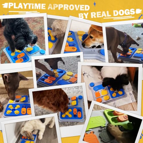 Dog Puzzle Toy, Dog Enrichment Toys, Level 1 Interactive Treat Dispensing Toy for Dogs, Slow Feeder for Mental Stimulation, Non-Slip Base, Detachable Easy-Clean Tray, Blue - color: Blue