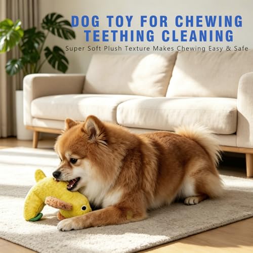 Plush Banana Dog Squeaky Toys, Stuffed Dog Chew Toys for All Breeds - color: Banana Dog