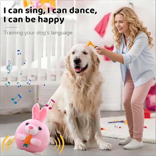 Interactive Dog Toys, 2026 New Active Moving Pet Plush Toy, Rechargeable Squeaky Dog Ball Toy with Talking Sound, Washable Cartoon Bunny Plush Toy for Dogs Puppies (Pink Bunny) - color: Pink Bunny