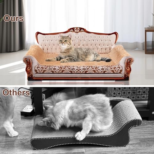 COOZMENT Scratching Sofa, Couch Shaped Thick Scratching Cardboard, Lounge Bed for Indoor Rest&Play, Sofa Scratcher Pad (Silver, 27.6" L X 12.4" W X 11.8" H) - color: Silver-Medium