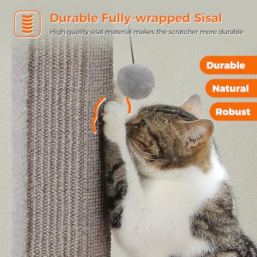 PAWZ Road Cat Scratching Post 32” Tall Square Cat Scratcher - color: Grey