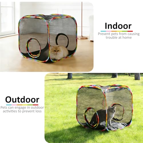 Cat Enclosure, Pop Up Cat Rolling Tent Cube for Outdoor and Indoor - size: cube cat enclosures