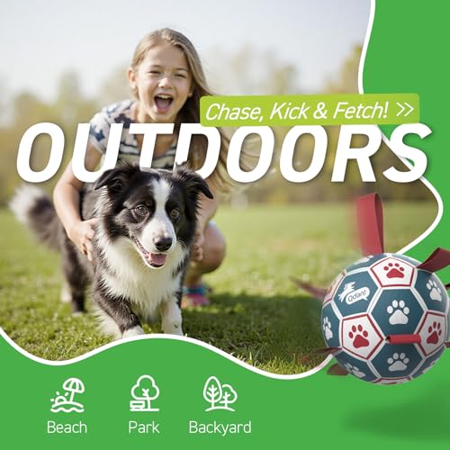 QDAN Dog Balls, 6 Inch Dog Soccer Ball with Straps, Herding Balls for Dogs - color: Red-Blue, size: Medium Size 2 (6 Inch)