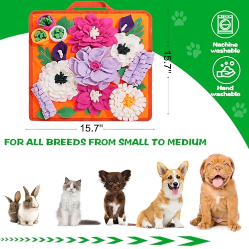 Snuffle Mat for Dogs,Dog Feeding Mat Sniff Mat Interactive Dog Puzzle Mat for Training and Stress Relief Encourages Natural Foraging Skills (Bright Orange) - color: bright orange