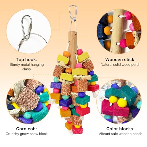 Large Bird Toys for Parrots Toys Natural Colored Wooden Chew Accessories for Macaws, Cockatoos, African Grey, and Amazon Parrots (Small Bird Toys) - color: Small Bird Toys