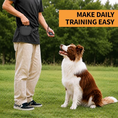 Silicone Dog Treat Pouch with Training Clicker - color: Black, size: 1 PACK