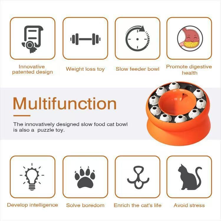 Cat Puzzle Toy, Puzzles Cats Slow Feeder Treat Dispenser for Indoor Cats, Mental Stimulation Slow Feeder Cat Bowl, Reduce Boredom and Anxiety