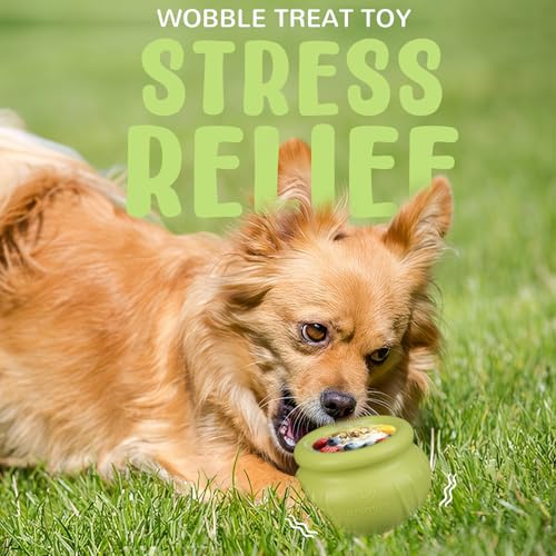 Wobbly Dog Enrichment Lick Toy, Stuffable Frozen Lick Bowl to Keep Dogs Busy, Long-Lasting Interactive Treat Dispensing Dog Toy, Silicone Fetch Catch Chew Toy(Green,L) - color: Green, size: L
