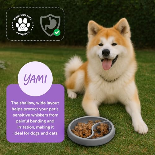 YAMI Dog Lick Bowl, Lick Mat for Dogs, Wet Food Cat Slow Feeder, Freeze Bowl, Enrichment & Puzzle Toy for Anxiety Relief, Food-Grade Silicone, Suction Cups, Dishwasher Fit, for All Breed (Light Gray) - color: Light Gray