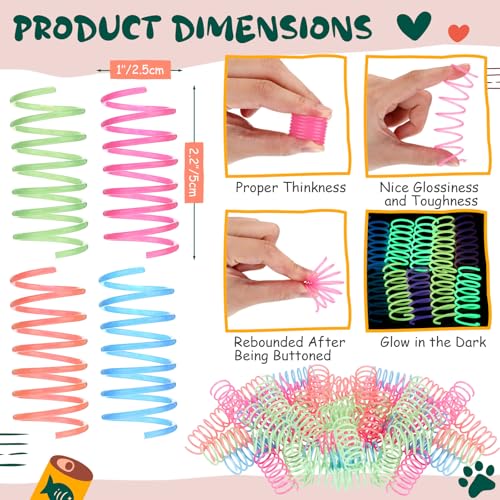 Sosation 200 Pcs Glow in The Dark Springs Cat Toys Kittens