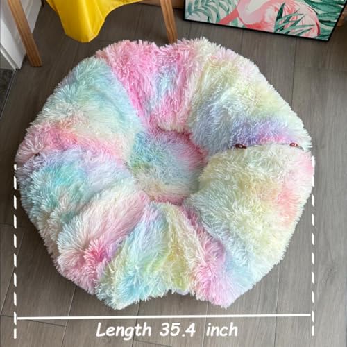 Cat Bed Tunnel Tube Toy Rainbow Plush - color: Colorful Plush
