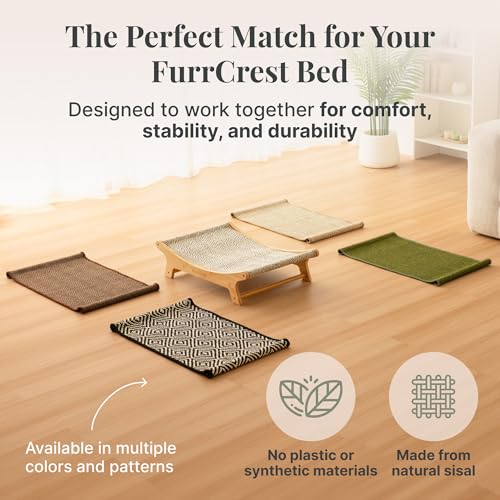 XL Sisal Cat Scratcher Bed with Elevated Hammock for Indoor Cats, Replaceable Natural Sisal Pad, Large Cat Lounge, Anti-Slip No-Wobble Bamboo Frame, Olive Green - color: Olive Green