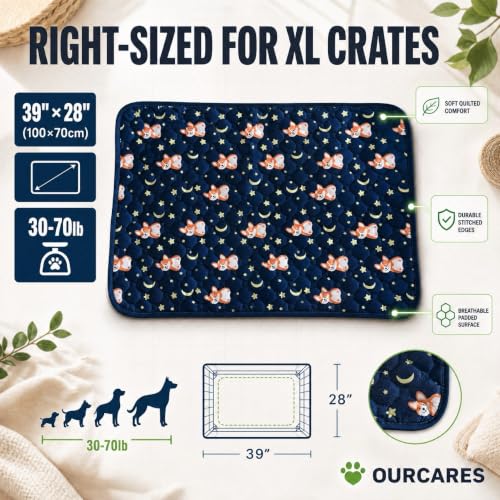 Washable Pee Pads for Dogs, Leak-Proof Reusable Crate XL, 39x28 - color: Blue, size: 39''X28"
