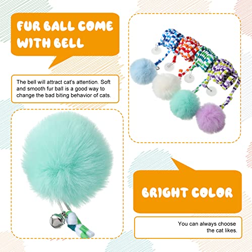 Woanger 4 Pcs Cat Spring Toys Hanging Door Interactive Cat Toys with Bell Long Tail Stretchable Soft Plush Teaser Ball for Kitten Chase Play and Kill Time, Gradient