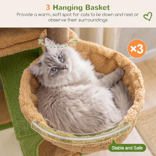 Globlazer Large Cat Tree 72in Tall Cat Climbing Tower, F72G, Cactus - color: Green