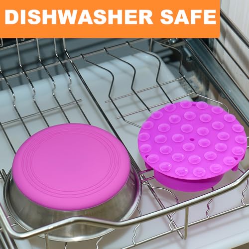 2-in-1 Metal Dog Bowl with Slow Feeder Insert, Stainless Steel Dog Bowls Food Grade 304, Water Food Bowl with Anti-Slip Silicone Base for Small, Medium, Large Dogs - color: Purple, size: 1 Cup