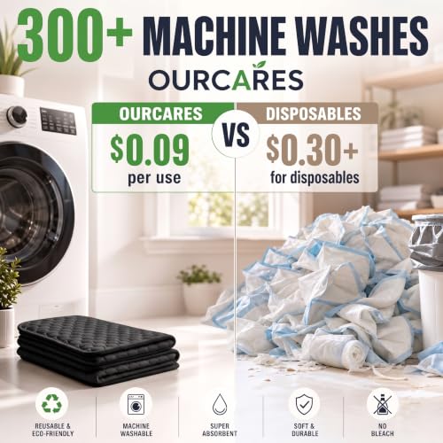 Washable Pee Pads for Dogs, Leak-Proof Reusable, Giant XXL 59x35 - color: Black, size: 59"X35"