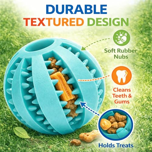 Dog Treat Ball for Small Dogs – Interactive Chew Toy, Teeth Cleaning & Mental Stimulation, Durable Rubber Treat Dispensing Toy - color: Yellow, size: Small