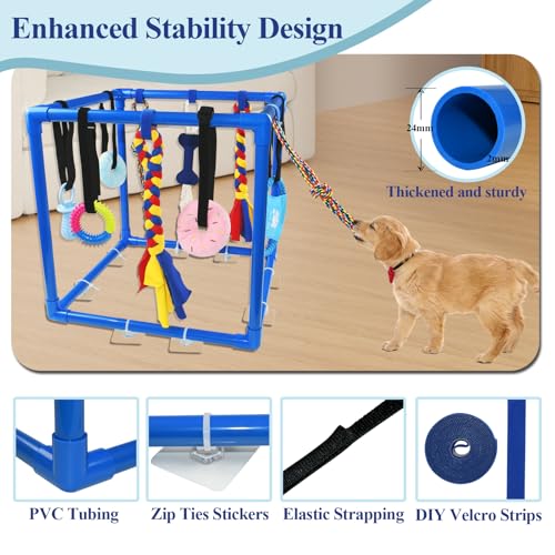 ASOCEA Puppy Play Gym for Small Dogs – Interactive Jungle Gym with 10 Hanging Toys, Adjustable Height, Safe PVC Frame for Indoor Puppy Entertainment, Teething & Mental Stimulation