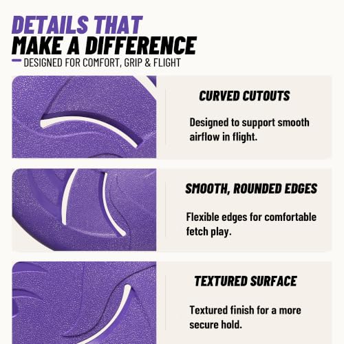 Dog Flying Disc, Flexible TPR Dog Fetch Toy, 9.06 inch, Purple - color: Purple, size: Large