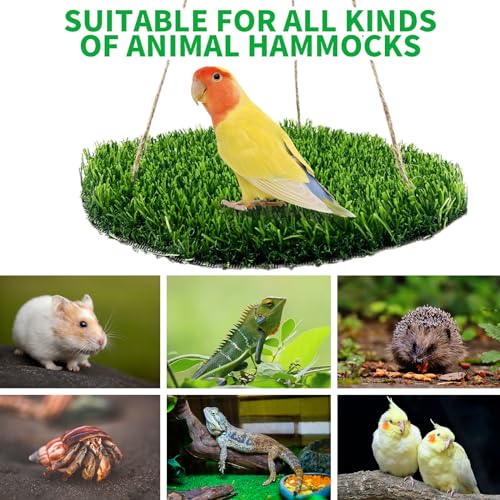 FlidRunest Large Bird Foraging Mat Toys, Natural Bird Grass Hammock Swing Toy with Hooks, Climbing Perch Hanging Toy for Parakeets, Parrot, Cockatiels, Bearded Dragon, Snake - color: Green