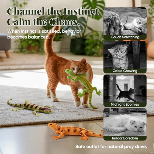 CiyvoLyeen Plush Lizard Catnip Toys for Indoor Cats 4 Pack - style: 4 Lizards